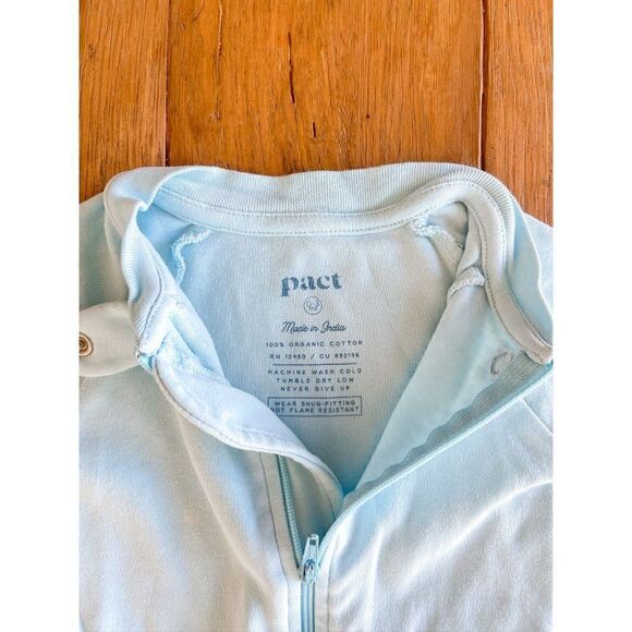 Pact Organic Cotton Light Blue Zippered Footie Size 0-3M - Picture 2 of 3
